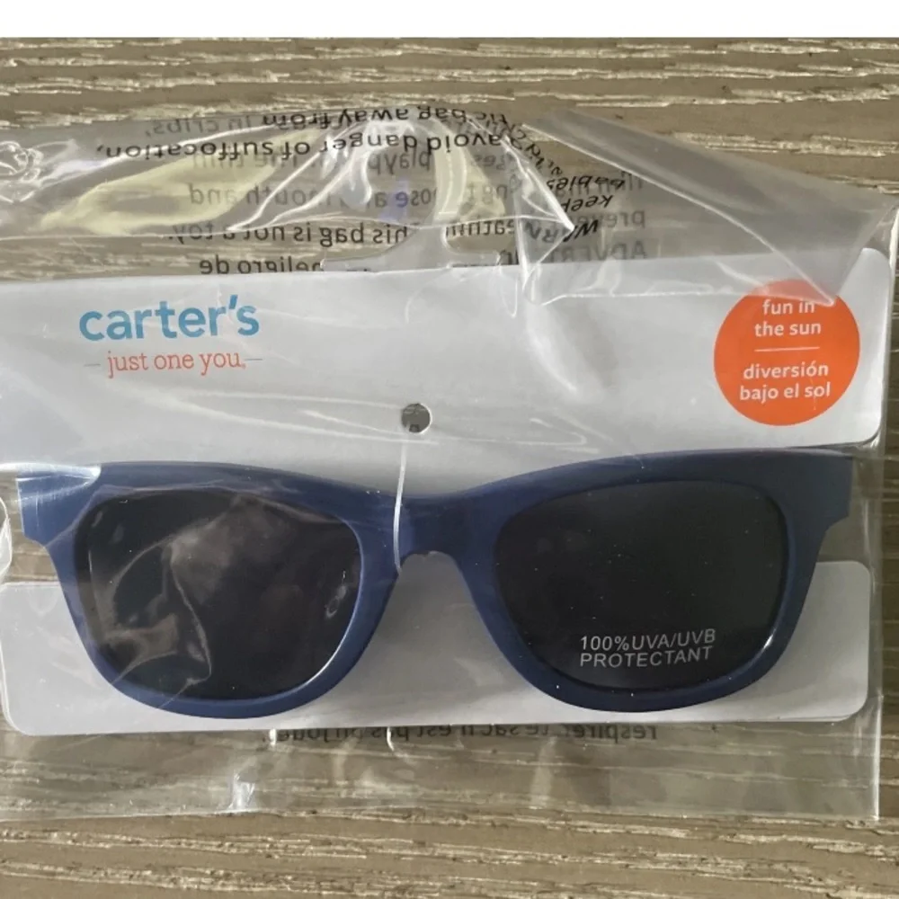 Carter's Baby Toddler OSFM Navy Blue Rectangle 100% UV Protection Sunglasses NEW